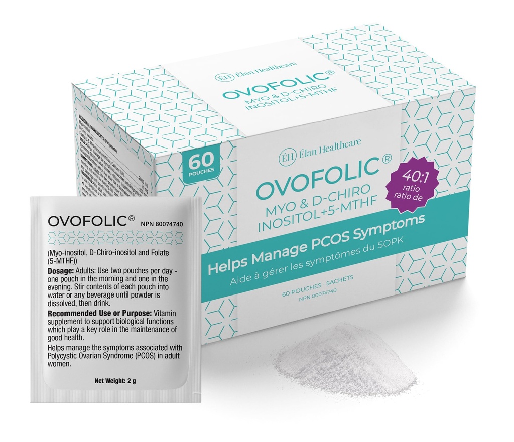 Suplemento Inositol - Myo-Inositol y D-Chiro Inositol Plus Active Folate- Ideal 40:1 Ratio - Balance hormonal &amp; Apoyo Ovárico saludable para Mujeres- 60 sachets (60)