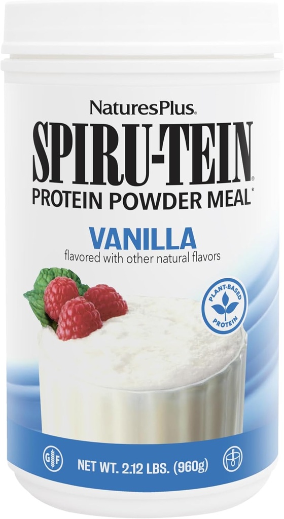 NaturesPlus SPIRU-TEIN, Vanilla - 2.12 lbs, Pack of 3 - Spirulina Protein Powder - Vitaminas &amp; Minerals for Energy - Vegetariano, Gluten Gratis - 96 Total Servings