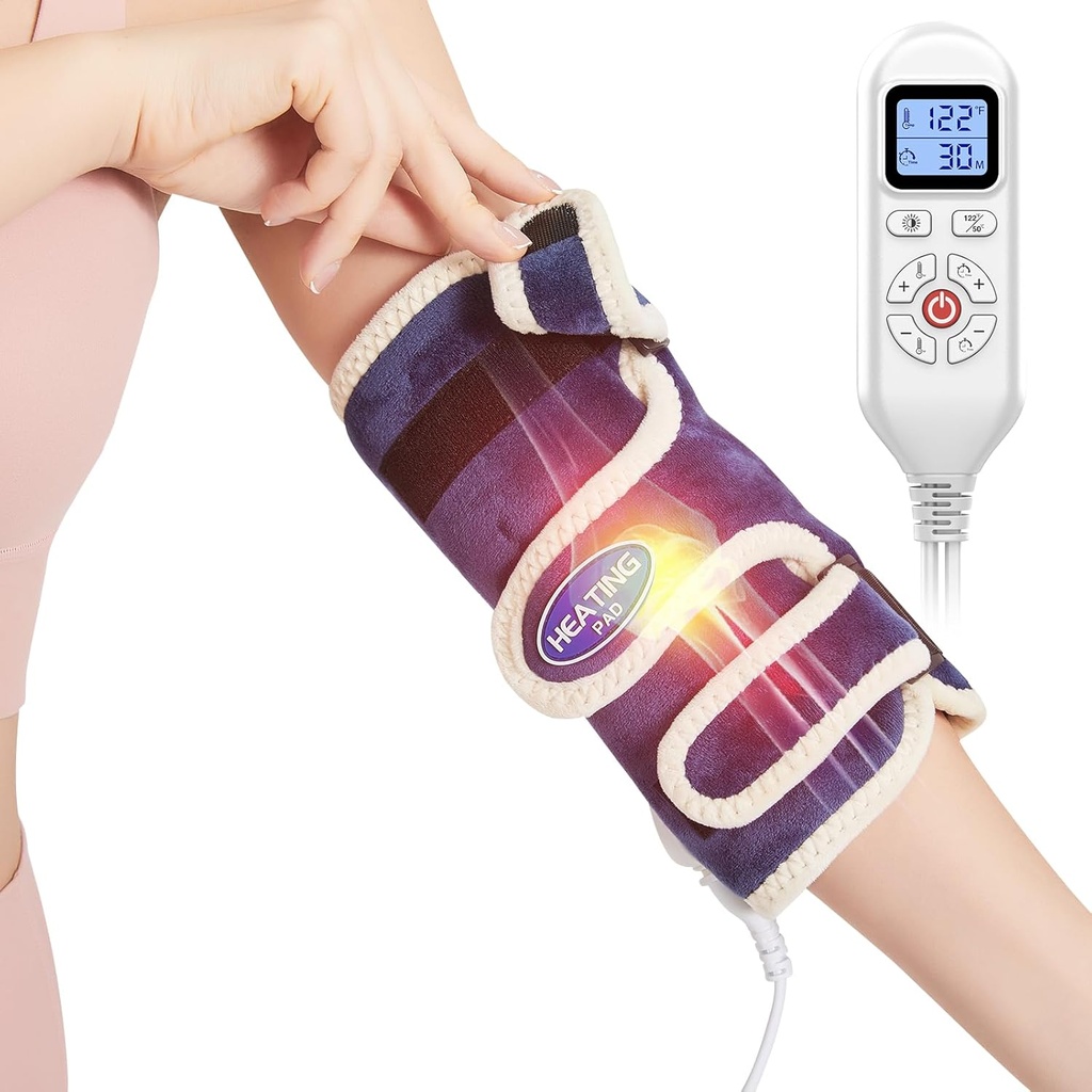 Aoboco AOBOCO Elbow Calefacción Pad para Alivio de Dolor - Eléctrico Elbow Wrap para Tendonitis Elbow Tennis &amp; Artritis - Auto Shut Off &amp; 86°F-158°F Ajustable Tennis Elbow Brace Hombres y Mujeres, Azul Marino