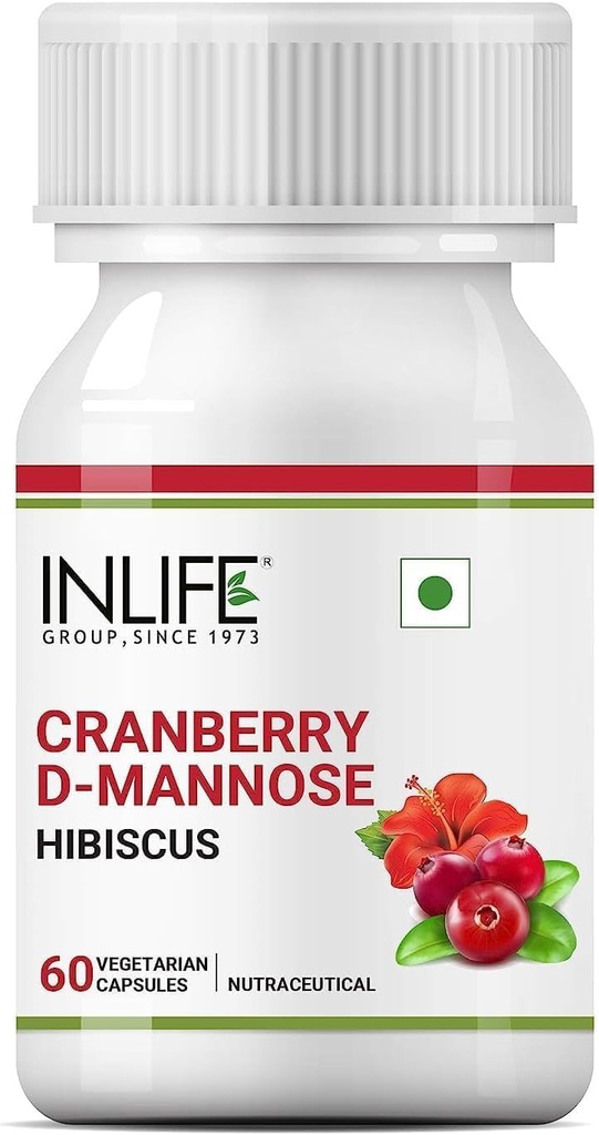 Genérico Cranberry 400mg D-Mannose 400mg &amp; Hibiscus 200mg Extracto UTI Salud Suplemento Hombre Mujeres - 60 cápsulas vegetarianas (Pack of 1)