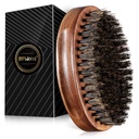 BFWood Boar Bristle Beard Brush - Black Wood Walnut Estilo Militar, Men's Wooden Mustache Brush