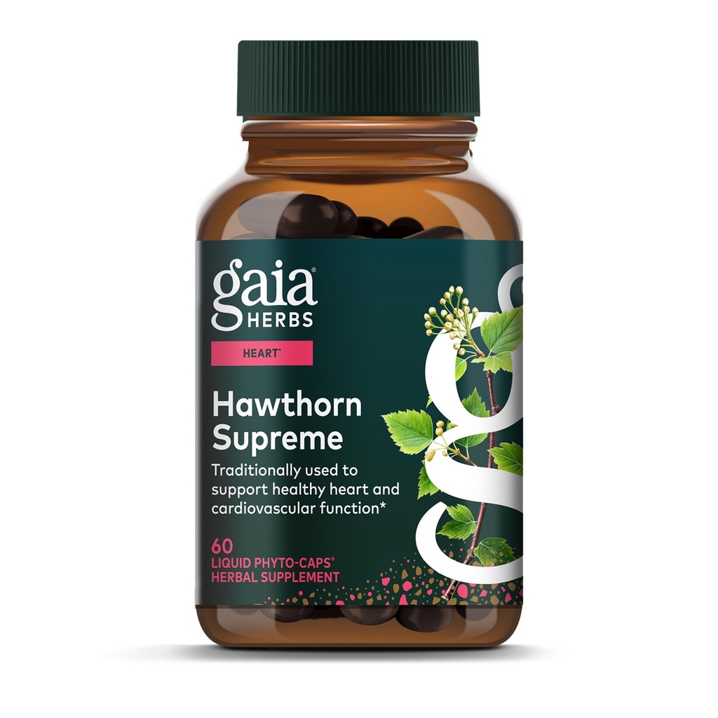 Gaia Herbs Hawthorn Supreme - Suplemento de Berry de Hawthorn - con hierbas Usadas tradicionalmente para apoyar la salud cardíaca* - 60 cápsulas de Phyto líquido vegano (30-Day Supply)