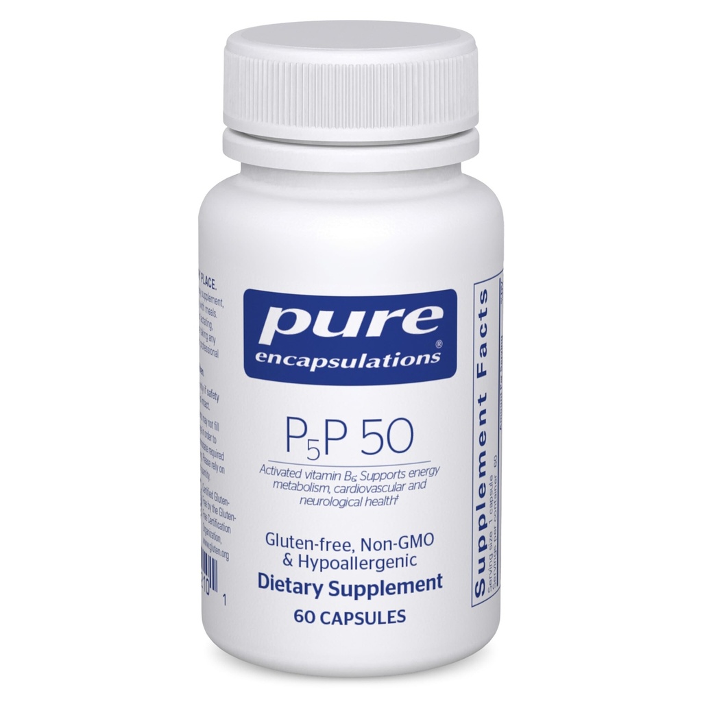 Pure Encapsulations P5P 50 - Active Vitamin B6 - Supports Energy Metabolism & Brain Health* - Gluten Free " Non-GMO - 60 Capsules