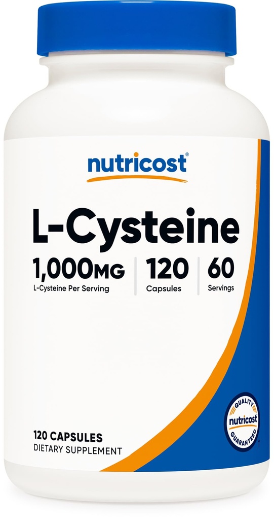 Nutricost L-Cysteine 1000mg, 120 Capsules - Non-GMO, Gluten Free Supplement, 500mg Per Capsule