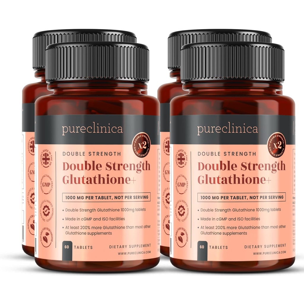 Glutathione 1000mg x 240 Tabletas (4 Botellas de 60)- w/500mg Glutathione, 300mg ALA, y 200mg VIT C por Tablet