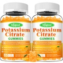 2 Pack Potasio Gummies de Citrato – Suplemento de Potasio de Alta Potencia para la Salud Musculo, Relieve de la Lega, Equilibrio Electrolito – Vegan, No GMO, Libre de gluten, Sabor Naranja, 120 Conde