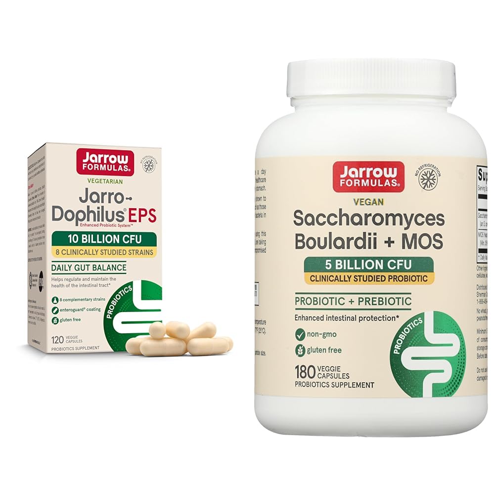 Jarrow Formulas Jarro-Dophilus EPS Probióticos 10 Billones CFU Saccharomyces Boulardii Probióticos + MOS 5 billón CFU Probiótico levadura