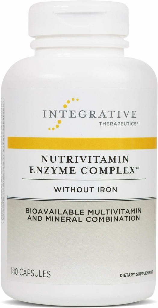 Complejo de Enzima NutriVitamin - Suplemento multivitamínico para soporte antioxidante* - Enzimas digestivas con nutrientes esenciales - sin lácteos - 180 cápsulas (60 piezas)