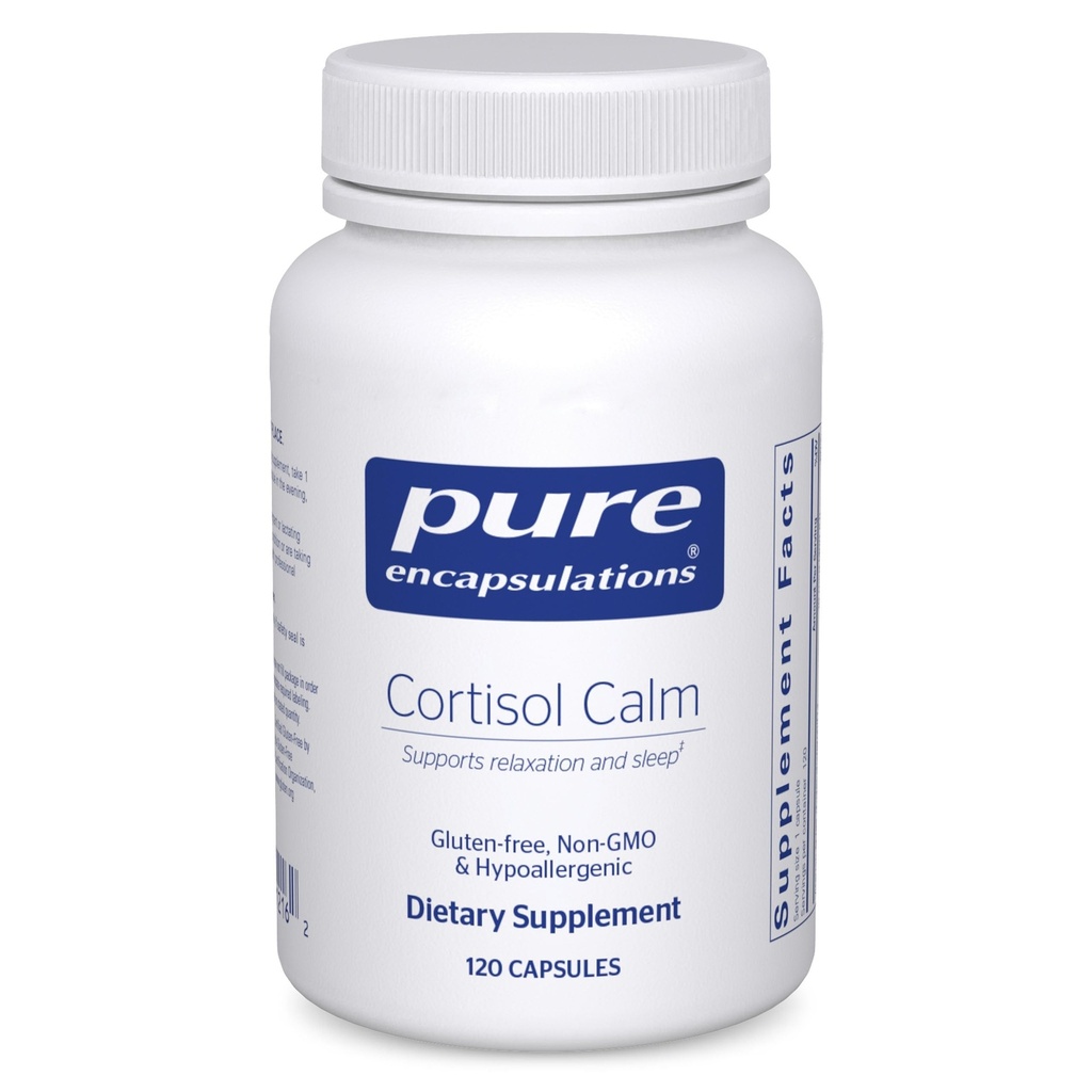 Encapsulaciones puras Cortisol Calm - Apoya Cortisol Health & Relaxation - Contiene Ashwagandha & L-Theanine - Durmiente descanso - 120 cápsulas