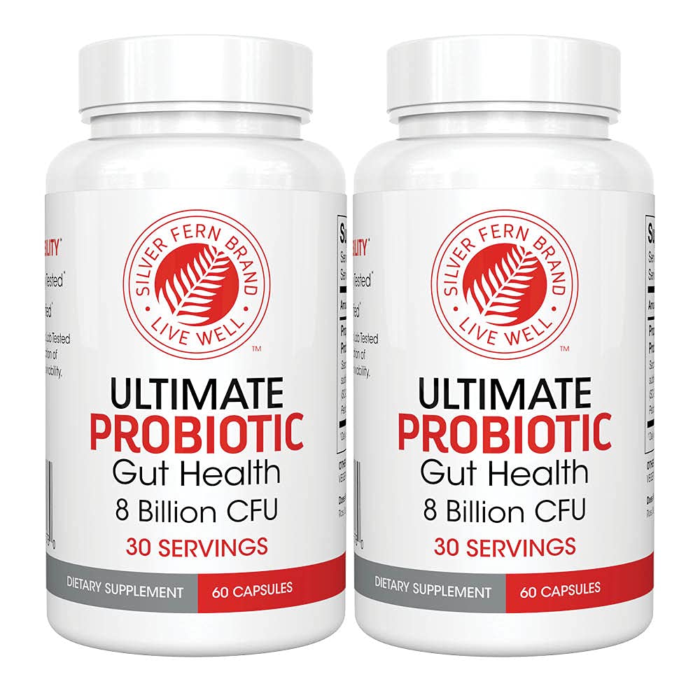 Silver Fern Ultimate Probiotic 2-Pack – Probiotics for Women & Men – 8 Billion CFU Spore-Forming Gut Health Supplement – DNA Verified, Vegan Probiotic, Shelf-Stable, High Survivability – 120 Capsules