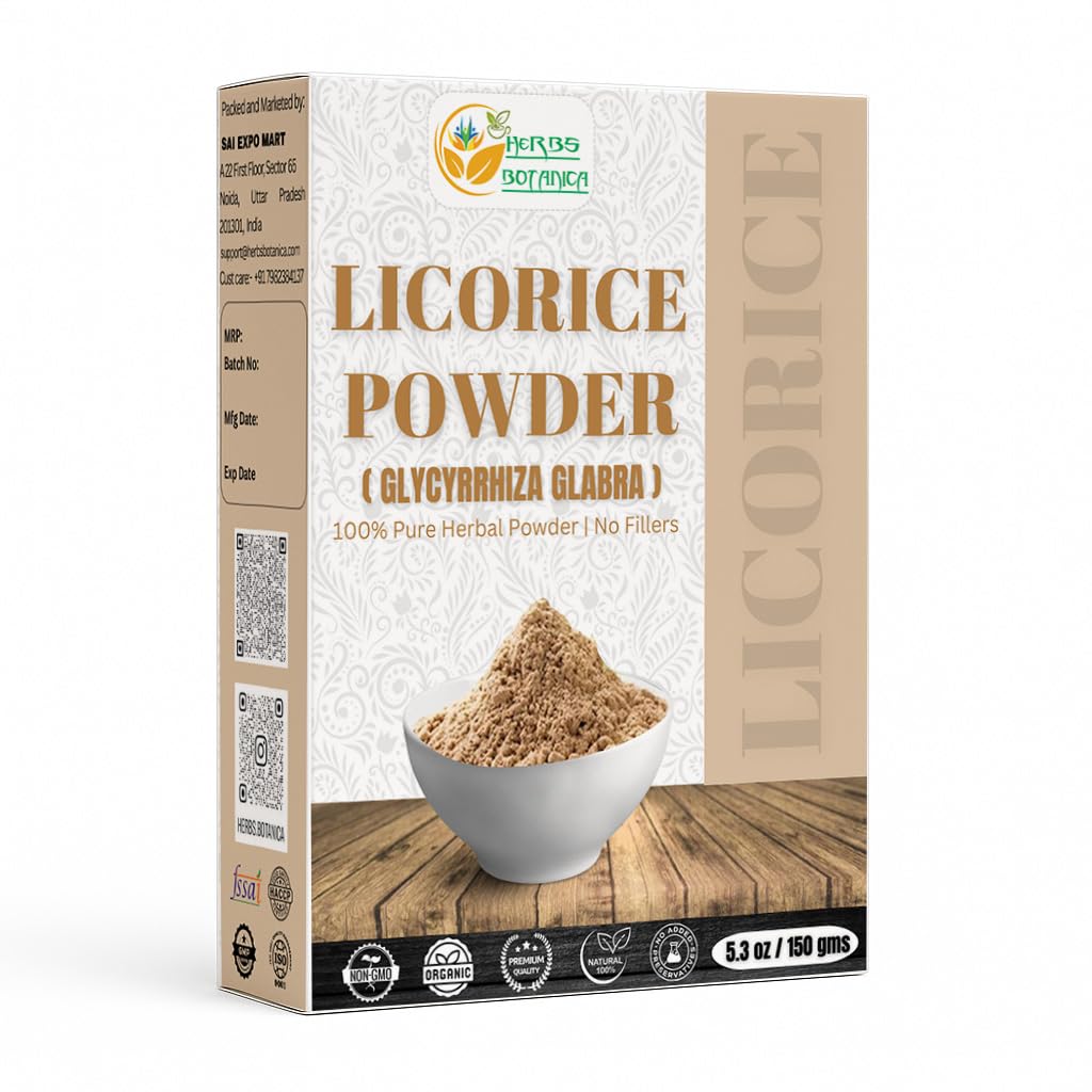 Herbs Botanica Licorice Powder 100% Pure & Natural Licorice Root Powder for Herbal Tea, Skin Care, &amp; DIY Beauty Natural Licorice Root Suplemento 5.3 oz Resealable Pack