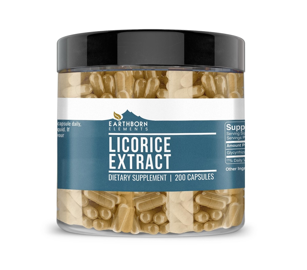 Elementos tercos Licorice Extracto 200 Capsules, Puro ' Undiluted, No Additives