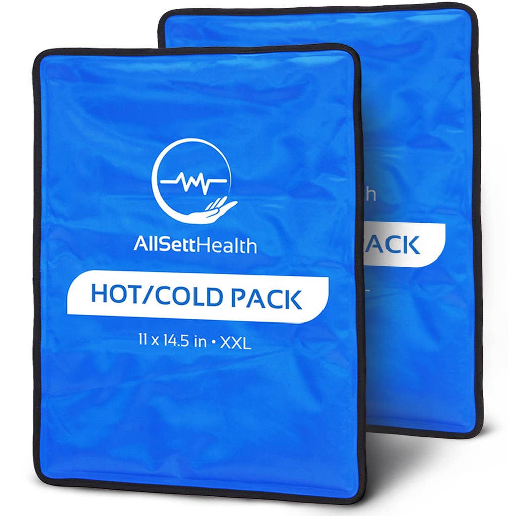 Paquetes de hielo reutilizables para lesiones Reutilizables 11" x 14.5" - 2 Pack XL TEN caliente &amp; frío Paquete de hielo grande para el alivio de dolor de espalda, flexible cuando congelado Ø Compresas frías para la espalda, rodillas y lesiones de hombro