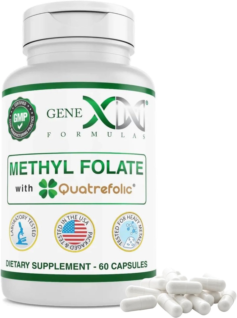 GENEX Methyl Folate with Quatrefolic® 1360 mcg DFE (60 Capsules) Bio-Active Form of Folate - 5-Methyltetrahydrofolate ANTE Vegan, Gluten Free, Non-GMO (60 Day Supply)