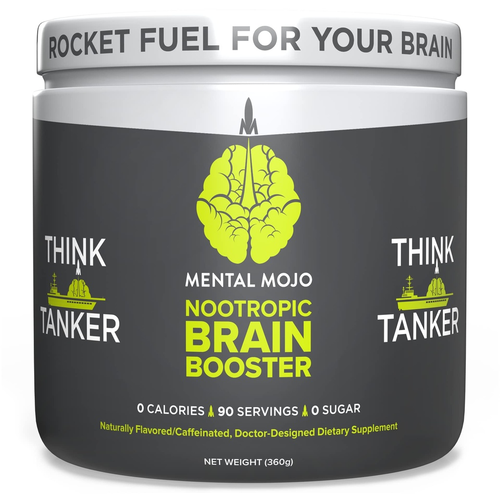 Nootropic Brain Booster (90 Servings) Nootropic Drink Mix &amp; Brain Supplement - Brain Fuel Boosts Energy, Focus &amp; Memory - Zero Calories, Sugar Free - Kiwi Strawberry