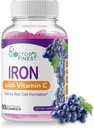 Médicos Ordenes Hierro 10 mg Vitamina C Gummies, Vegetariano GMO-Free, Gran sabor a la uva natural de sabor vitaminas, Suplemento dietético, Formación de células rojas, para adultos y niños, 60 Gummies