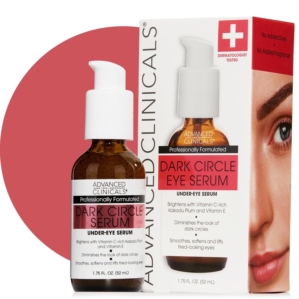 Clínicas avanzadas Círculo oscuro Caffeine bajo el suero del ojo para la cara con hidratante ácido hialurónico + péptidos dura Brightening Vitamin C Serum ayuda a mejorar la mirada del ojo hinchado & líneas finas, 1,75 Fl Oz