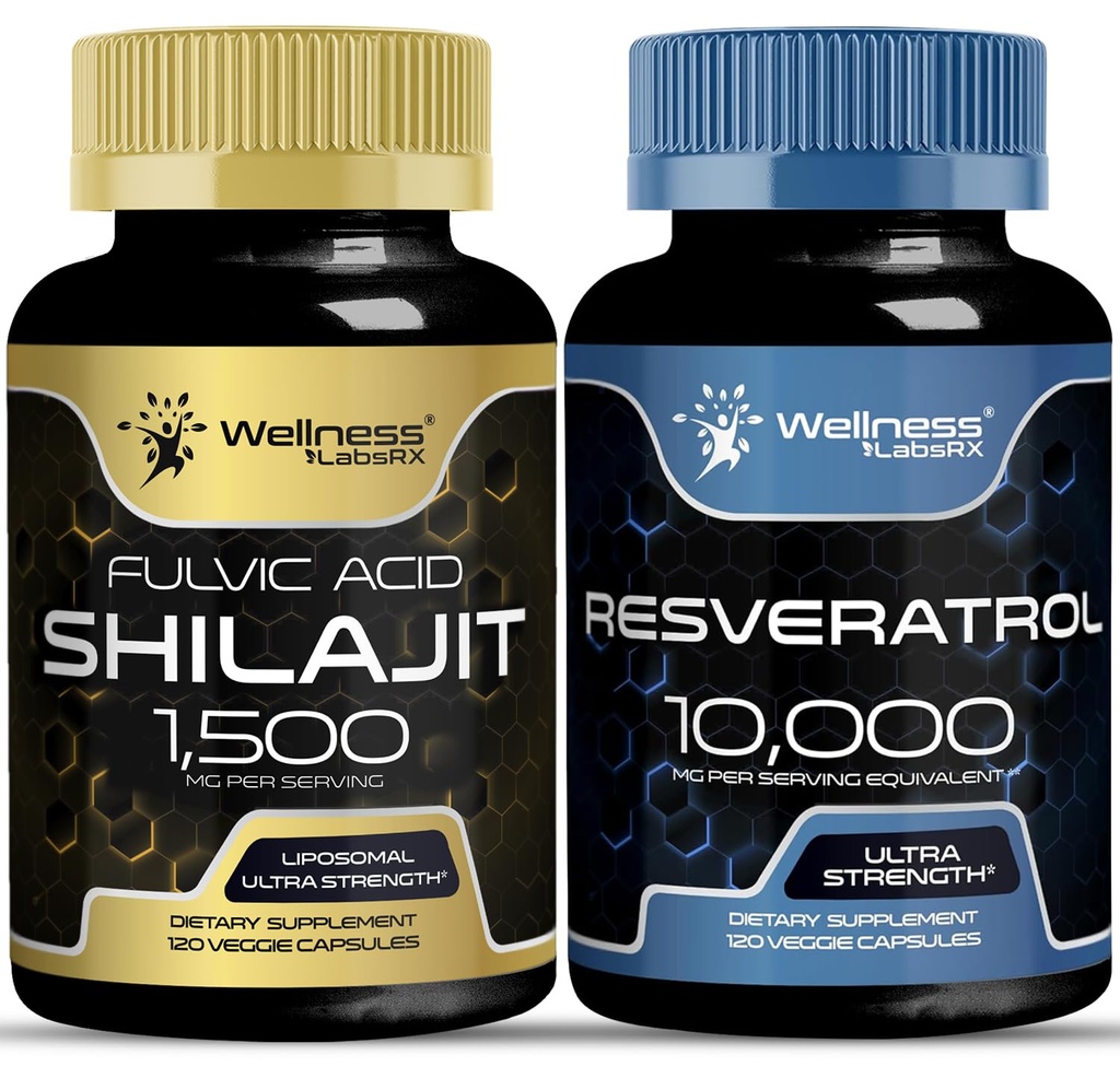 WELLNESS LABSRX Resveratrol Capsules con Shilajit Pure Himalayan Capsules