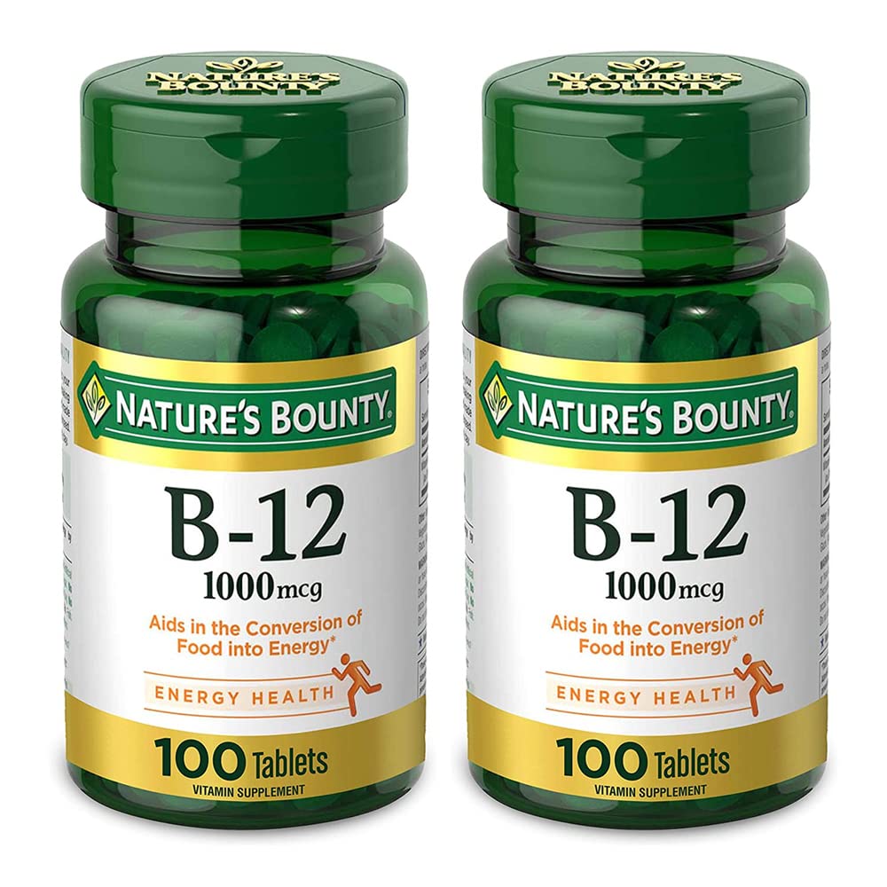 Vitamina Natural Bounty B12, 1000mcg, 100 Tablets (Pack of 2)