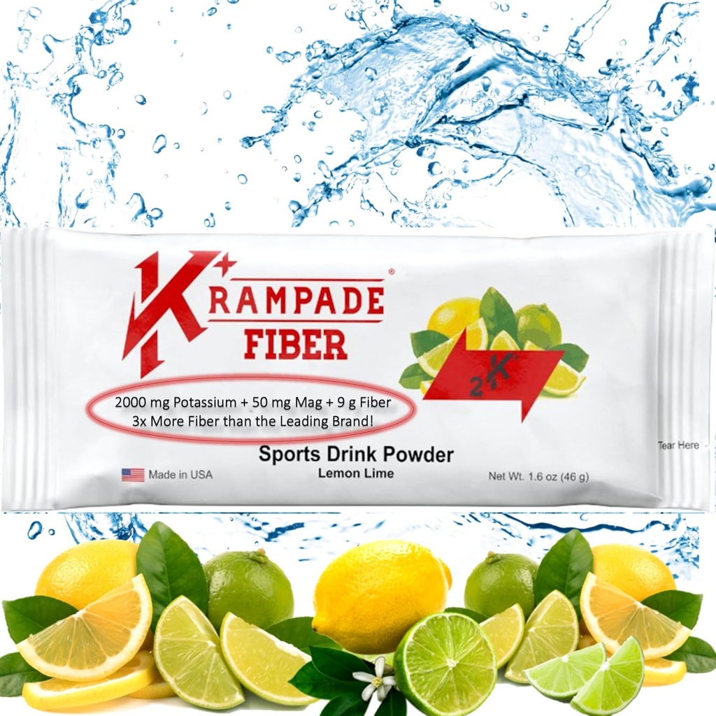 Fibra de Krampade 2K Fibra de alta solubilidad, Potasio alto, Suplemento de Magnesio Mezcla de Polvo - 2X Más fibra Silenciosa Reducir los cáñamo Silencioso (Límon Lime, 19 Sirviendo a Bulk Pouch)