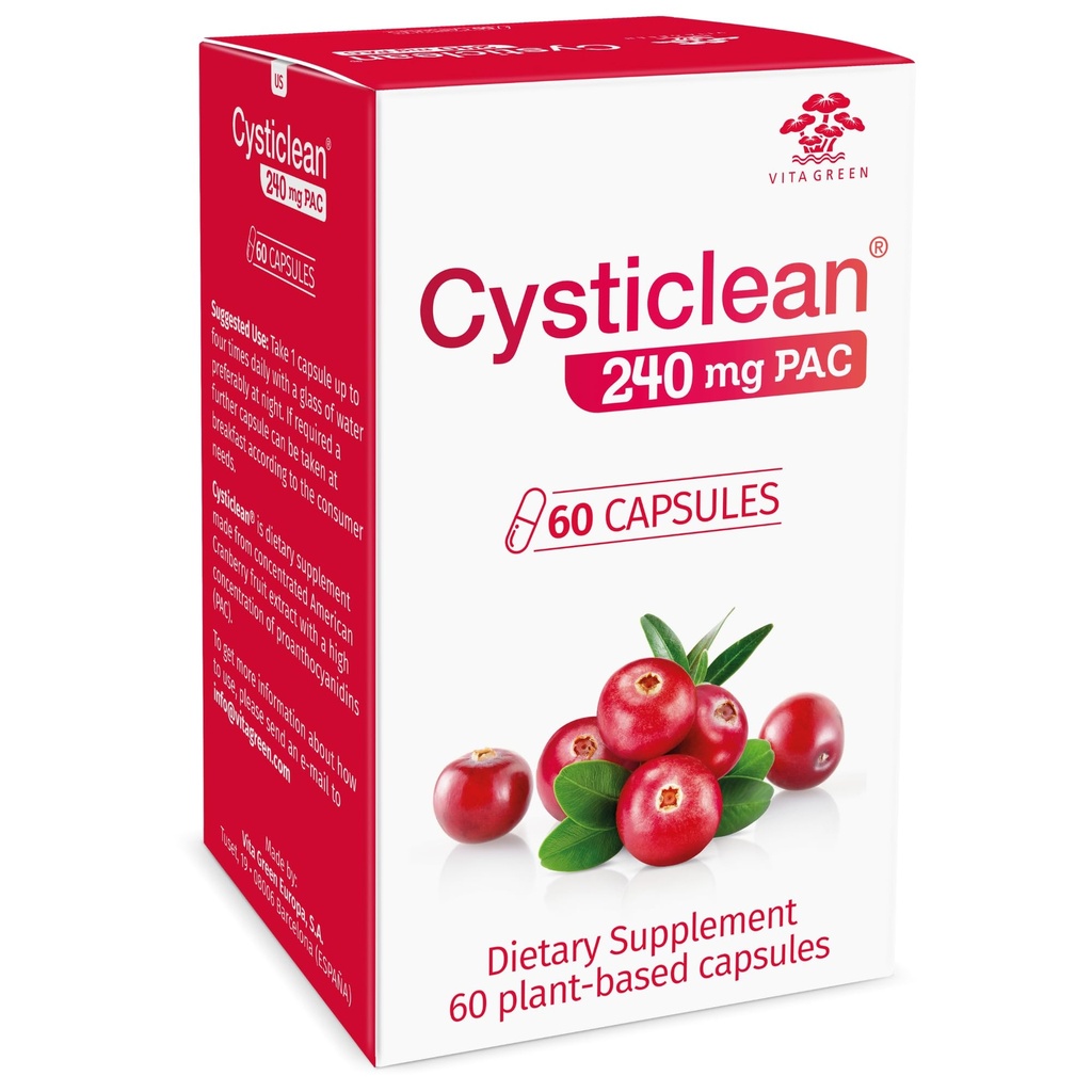 Cisticlean Cranberry PAC Suplemento – 240 mg PAC, sin azúcar – Apoyo a la Infección de la Tracto urinaria – Las píldoras de arándano más eficaces para la cistitis " Alivio de la cistitis intersticial