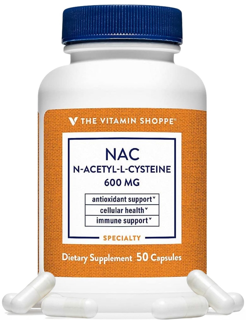 La Vitamina Shoppe NAC N-Acetyl-L-Cysteine - Promueve la Salud Celular, Immune & Antioxidant Support - 600 MG (50 cápsulas)