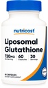 Nutricost Liposomal Glutathione Suplemento 60 cápsulas, 720 mg Por Serving - Vegan, GMO-Free, 30 Actuaciones