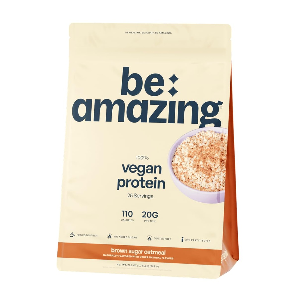 SER AMAZING Vegan Protein Powder, Brown Sugar Oatmeal, 20g Planta base Proteína con fibra prebiótica, Bajo Carb, Dairy y Gluten libre Shake Mix, No Añadido Sugar, 29.3 oz, 25 Servings