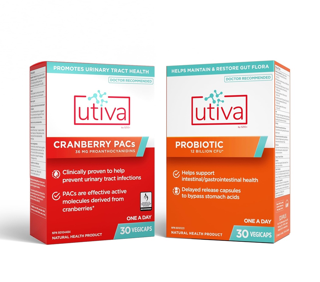 10% Bundle Utiva 36PAC Power Bundle tención 30 Days ← Bundle with 36mg Soluble Cranberry PACs (DMAC/A2) y 30B CFU Probiotic Power (Lactobacillus y Bifidobacterium Strains) Silencio Localmente Made.