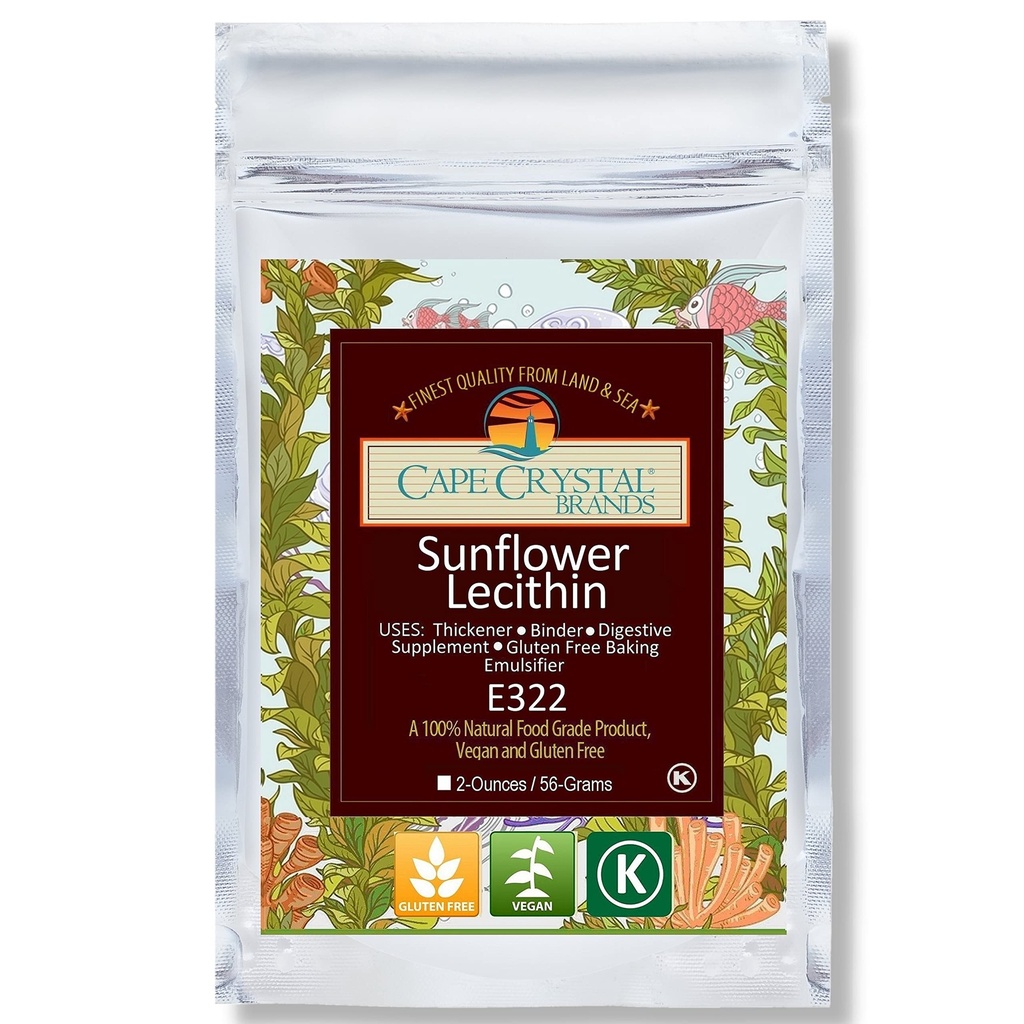Cape Crystal Sunflower Lecithin Powder 100% Natural y Gluten-Free. Es la alternativa Vegan, non-GMO a Soy Lecithin Powder (2-oz.)