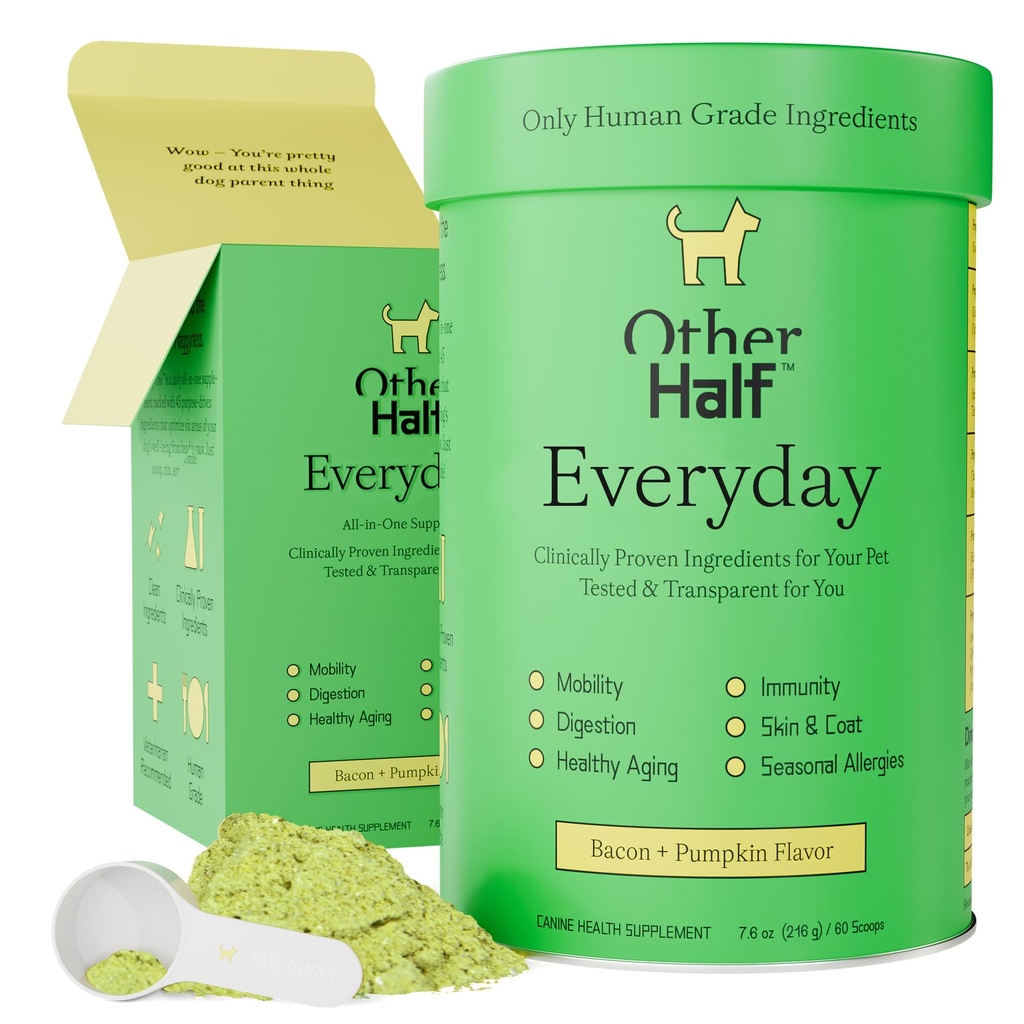 Otros Medios Todos los días - Suplemento Multivitamínico Perro - Conjunto diario, Gut, Alergia, Inmune, Apoyo de Tracto urinario, Esquí, Carne &amp; Más - Glucosamina, Condroitina, Omega 3 &amp; Probióticos TEN 45 Ingredientes activos