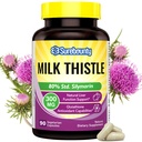 Organic Milk Thistle, Concentrated Seed Extract, 80% Silymarin, Liver Support Cleanse Detox, Fatty Liver Supplements, Non-GMO, No Gluten & Soy, 90 Veggie Caps, 3 Month Supply