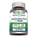 Amazing Formulas Hyaluronic Acid &amp; MSM Supplement TEN 500 Mg TEN 120 Capsules TEN NO-GMO TEN Gluten-Free TEN Made in USA
