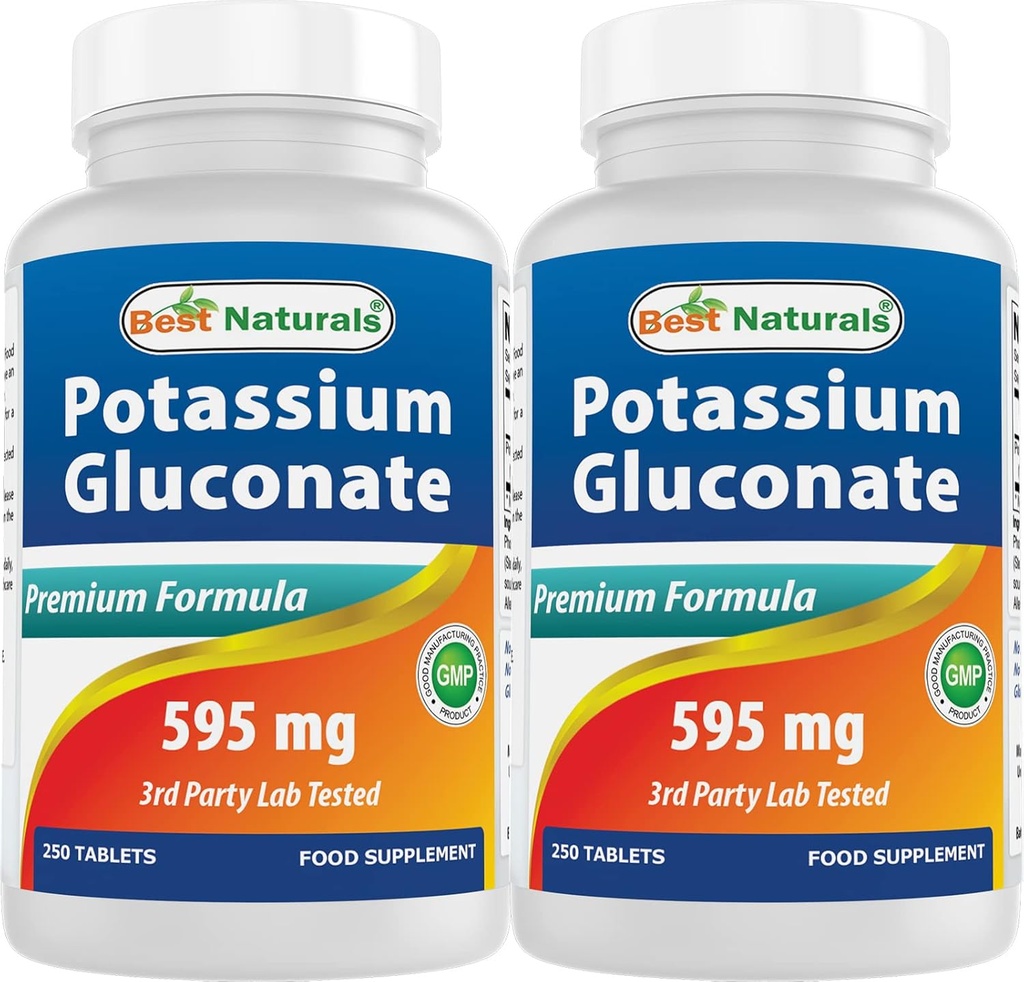 Mejor Gluconato de Potasio Natural 595 mg 250 Tabletas (250 Cuenta (Pack de 2))