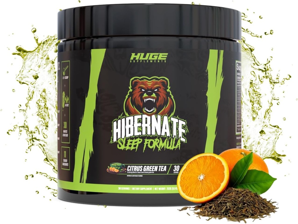 Hibernate Sleep Supplement, Complete &amp; Optimally Dosed Sleep Recovery Formula, Relax & Unwind, Incluye GABA, Valerian Root, Melatonin, 5-HTP &amp; Más (30 Servimientos)