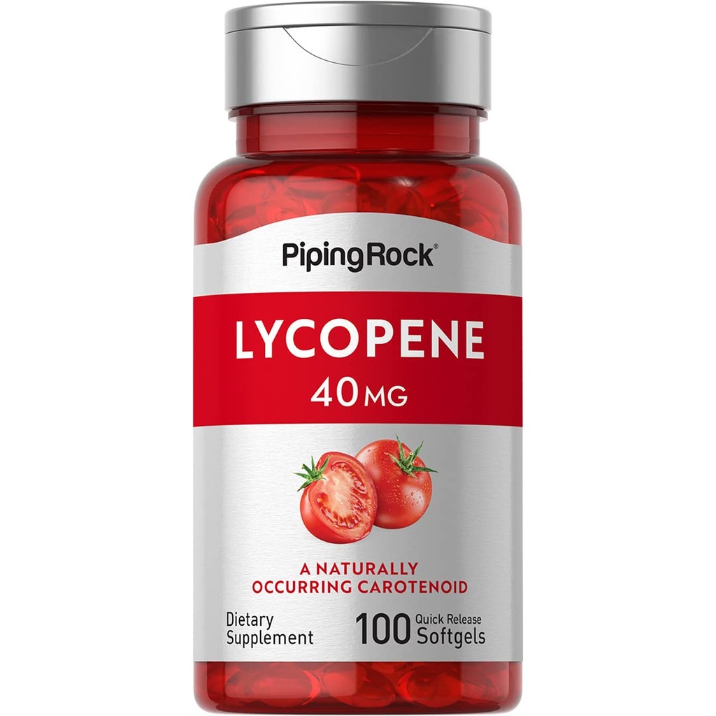 Piping Rock Lycopene Suplemento Silencio 40mg Silencio 100 Softgels Silencio Carotenoides Silencio No GMO, Gluten Gratis