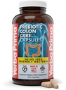 Yerba Prima Prebiotic Colon Care Capsules, 400 Caps - Cinco Formas de Fiber Plus FOS Prebióticos - Suplemento dietético de salud - Fibras sanas e insolubles para regularidad y apoyo digestivo