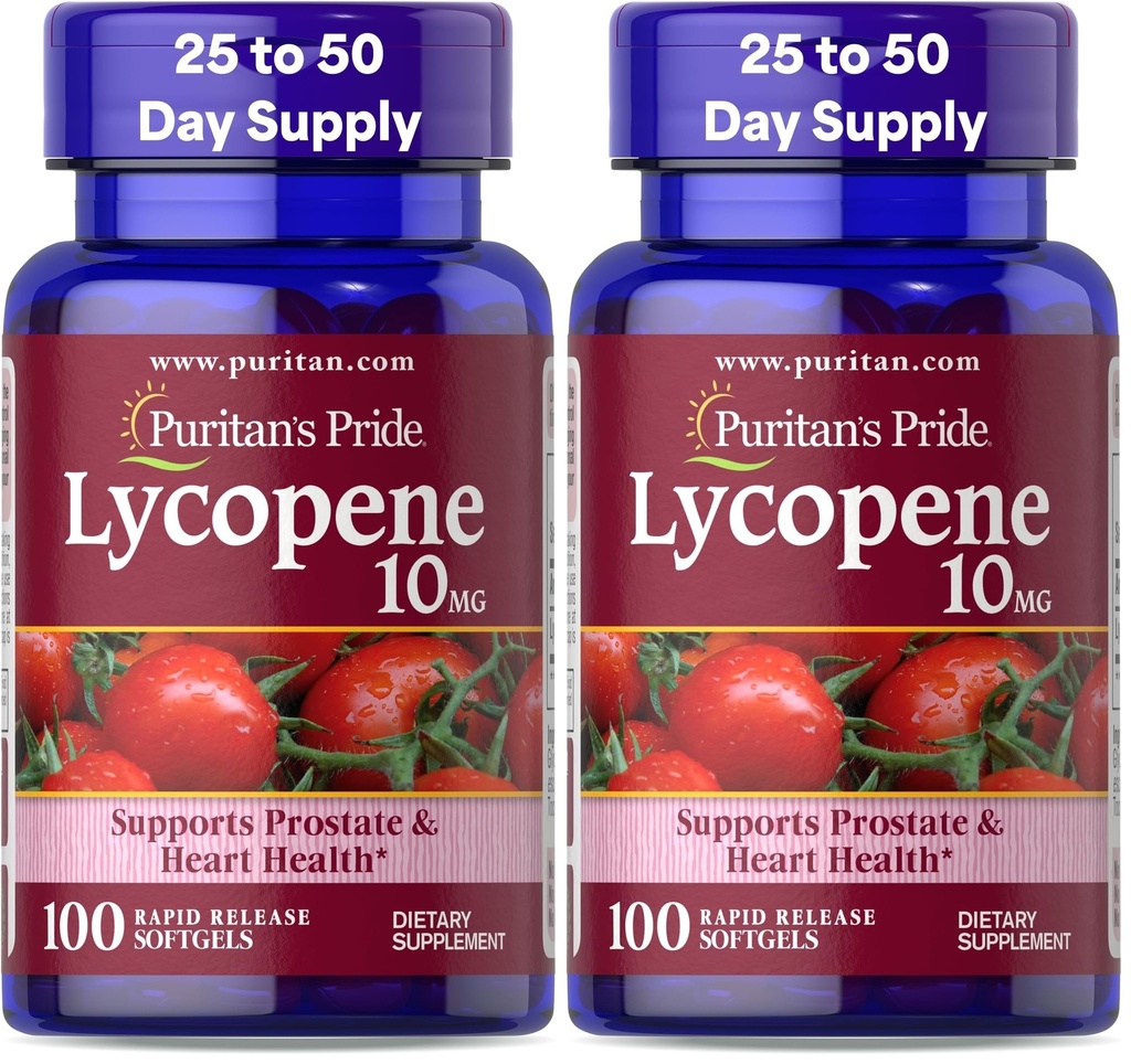 Pride de Puritan Lycopene, Suplemento de Apoyo a la Salud Prostata y Corazón* 10 Mg Softgels, 100 Conde (Pack of 2)