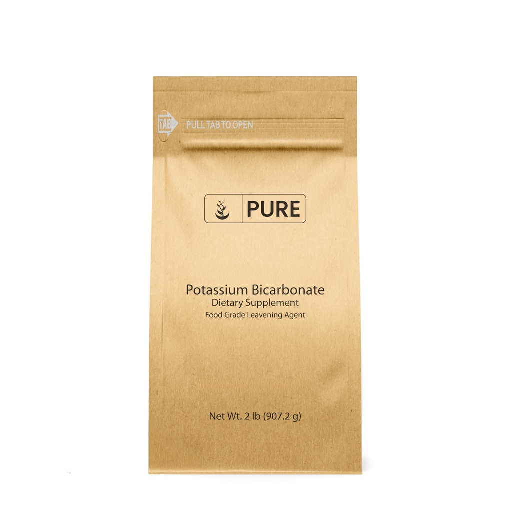 Ingredientes originales puros Bicarbonato de potasio (2 lb) Natural, Seguro de alimentos, Electrolito, Hoja