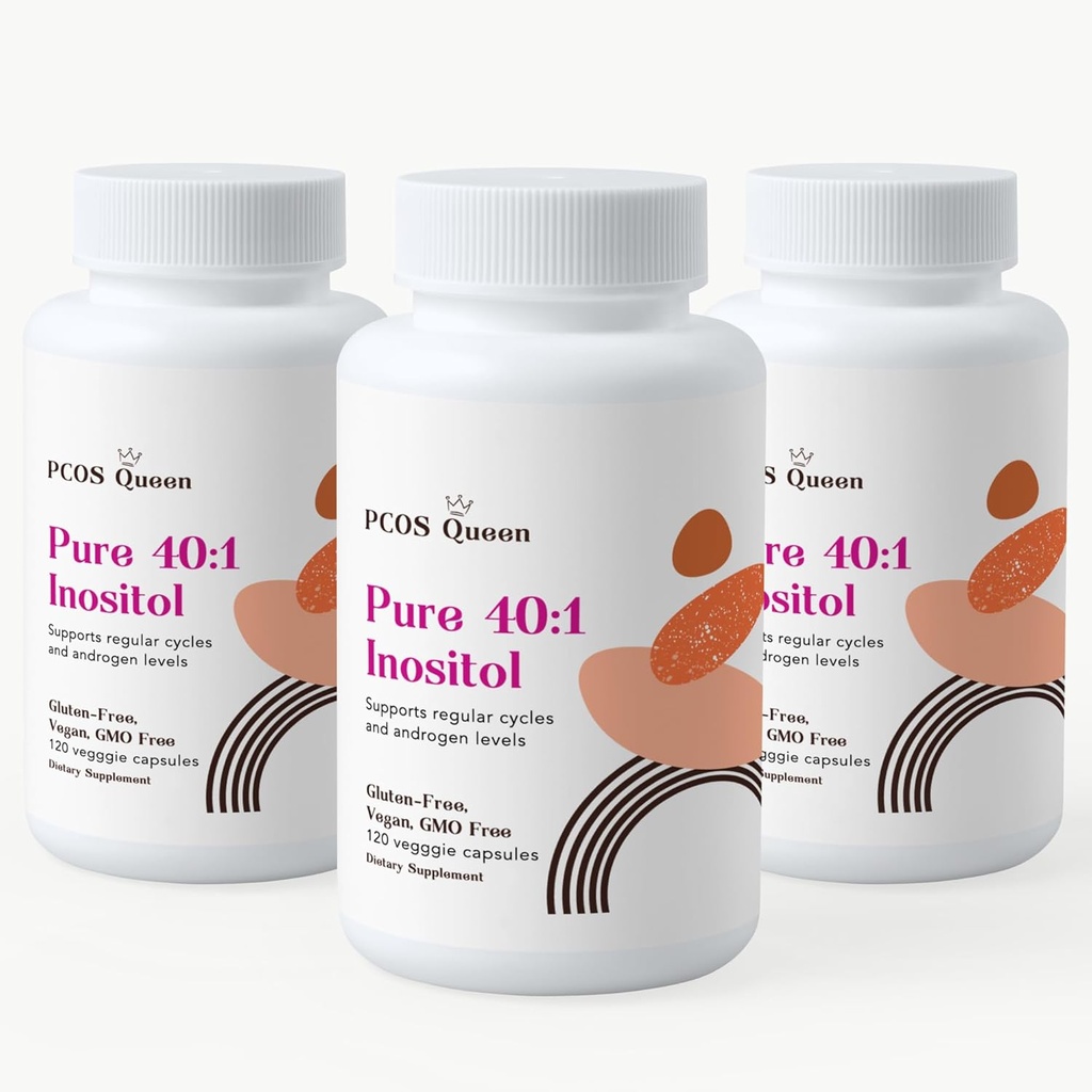 Puro 40:1 Inositol - Myo + D-Chiro Suplemento Inositol - para Mujeres con Fertilidad, Esquía, " Necesidades del Ciclo Menstrual - 3 Botellas