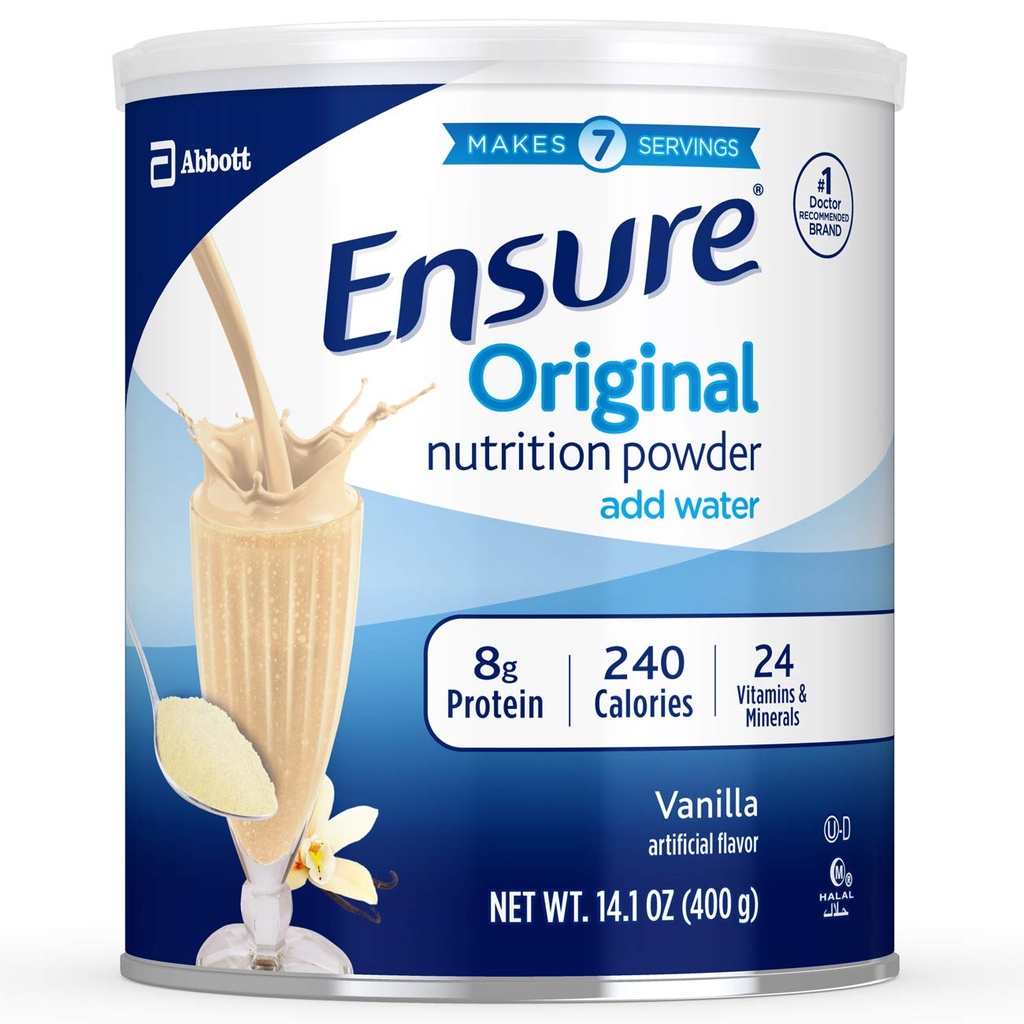 Asegurar el polvo de nutrición original, vainilla 14 onzas (paquete de valor de 4)