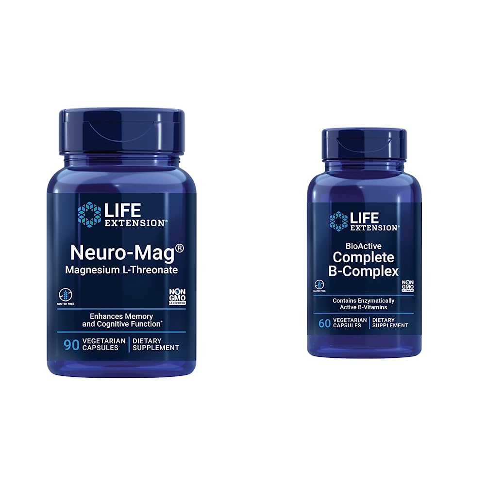 Ampliación de vida Neuromag Magnesio L-threonate y Bioactive Completo B-Complex para Cerebro, Corazón y Nerve Support