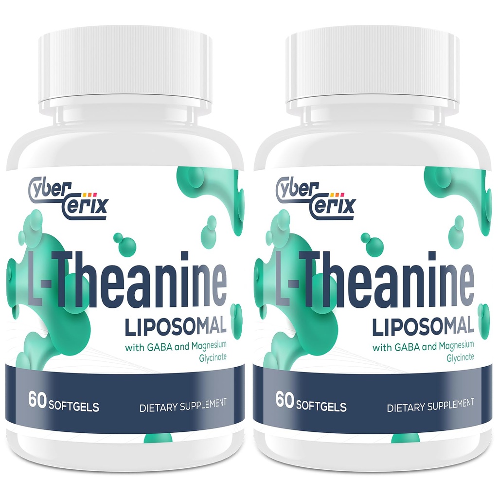 Liposomal L-Theanine 500mg, Complejo con GABA 200mg &amp; Magnesium 100mg, Extra Strength Suplemento para la calma, la relajación " Focus, Gluten Free - 120 Capsules