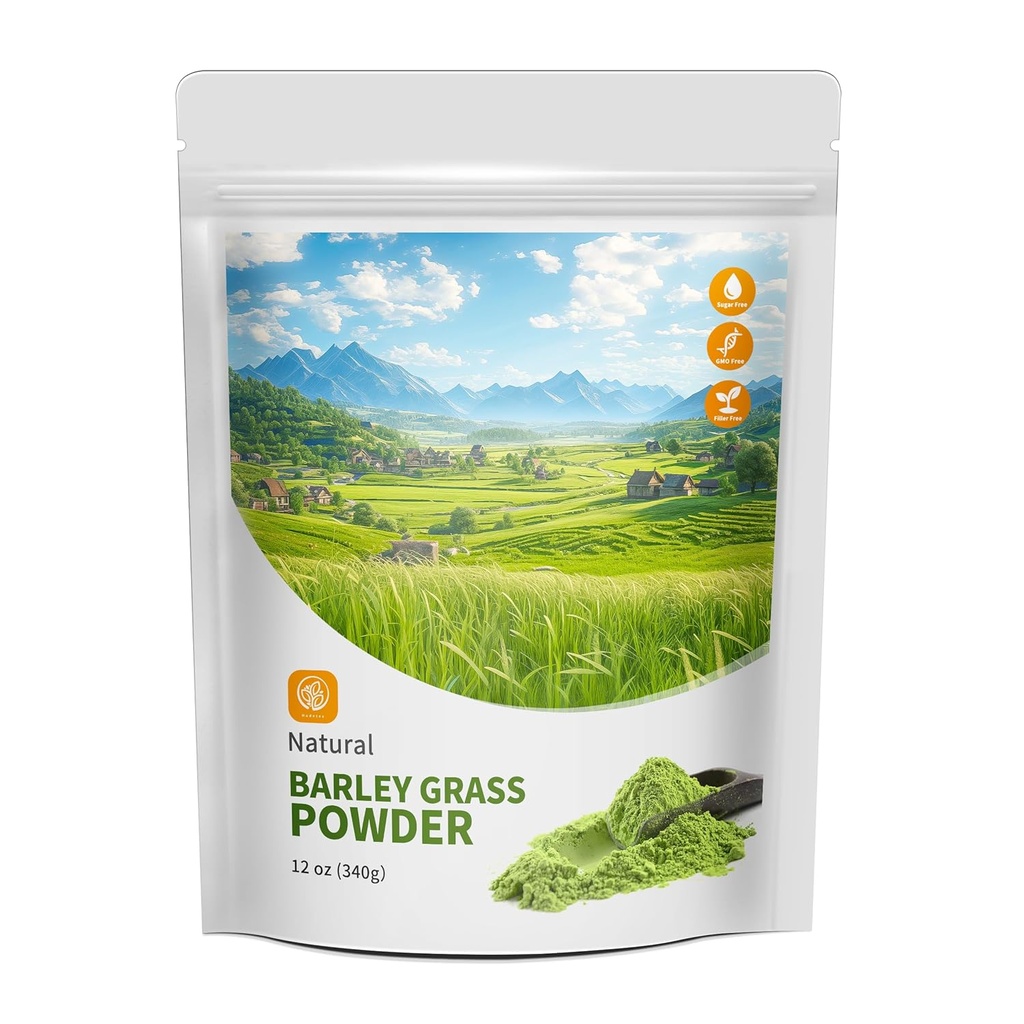 Hudetex Barley Grass Juice Powder 12 oz - 100% Pure Wheatgrass Powder, soporta Cardiovascular, Liver and Digestive Function, Vegan, No Maltodextrin & Sugar.