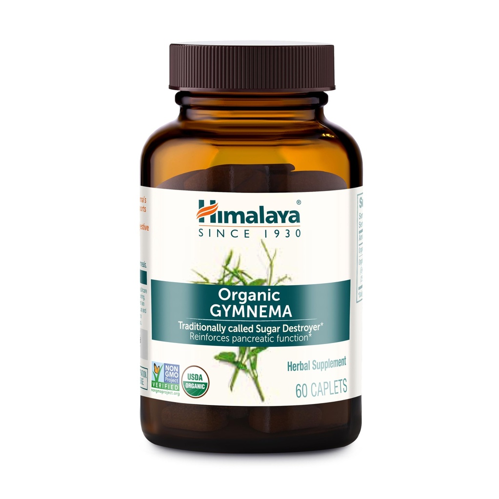 Himalaya Organic Gymnema Sylvestre – Herbal Glucose Metabolism Support - USDA Organic, Non-GMO, Vegan, Gluten Free, Additive Free, 700 mg, 60 cápsulas