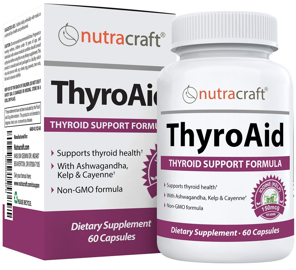 ThyroAid #1 Thyroid Support Supplement ← Natural Herbal Thyroid Formula with Iodine (Kelp), Ashwagandha, L-Tyrosine &amp; More ← Soporta la salud tiroidea &amp; niveles energéticos