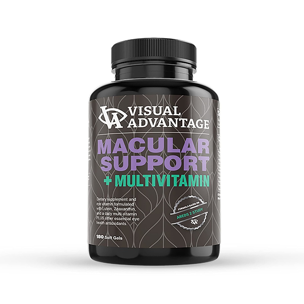 Lunovus Macular Support Plus Multivitamínico basado en AREDS 2 Estudio - Vitaminas Oculares para Soporte Macular - Suplemento Mineral con Lutein y Zeaxanthin - 180 Gels Soft