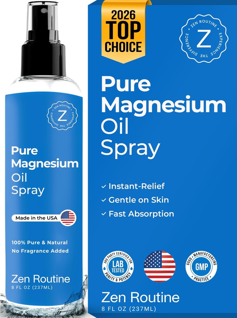Pulverizador de aceite de magnesio puro – 8oz (Single) – Grado de la USP – Aceite de magnesio para pies, cuerpo, musculosos y cáñamo – Glycinate de magnesio tópico, Aceite de Magnesio, Cloruro de magnesio orgánico – Hecho en los EE.UU.