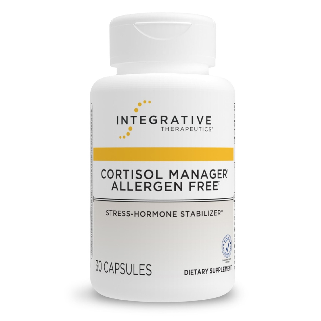 Terapéutica Integrativa Cortisol Manager Allergen Gratis - Adrenal Health Support Supplement for Healthy Stress Response* - Vegan, Non-Dairy &amp; Gluten-Free - 30 Capsules (15 Servimientos)
