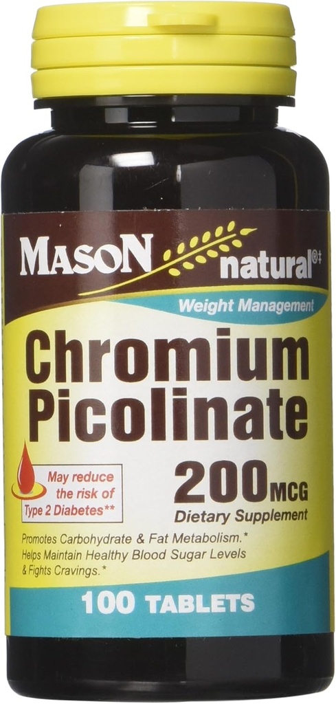 Vitaminas de masón Tablas de picolinato de cromo, 60 Cuenta
